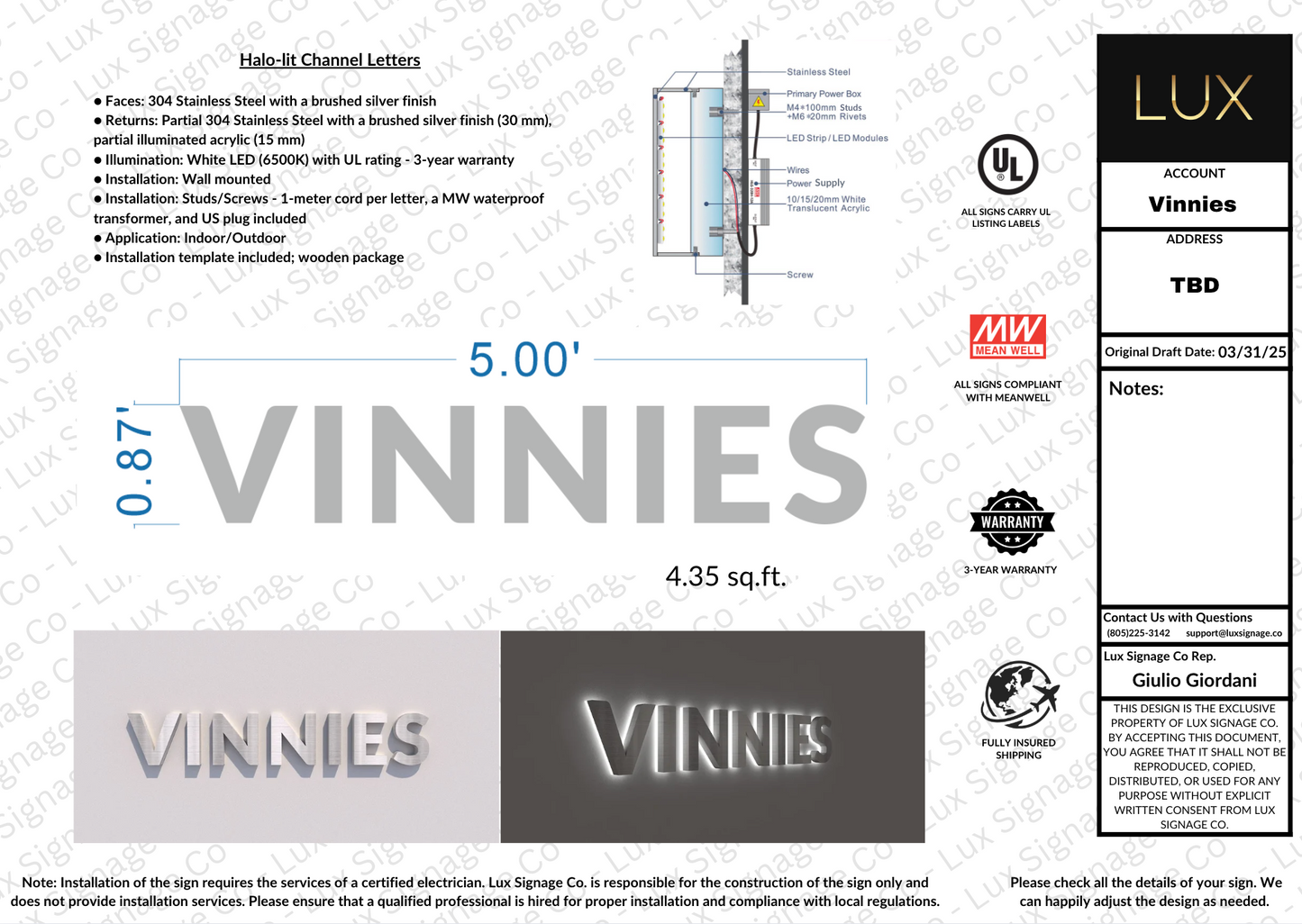 Custom Business Sign for Vinnies