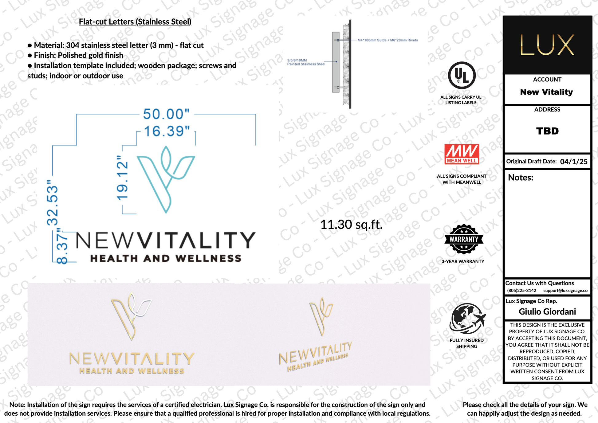Custom Business Sign for New Vitality