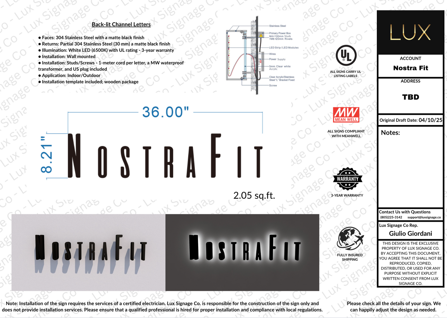 Custom Business Sign for Nostra Fit