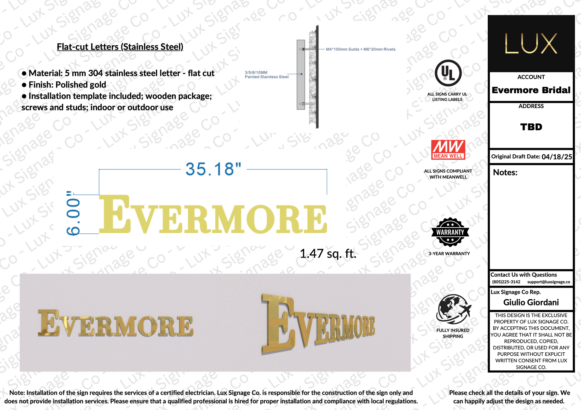 Custom Business Sign for Evermore Bridal