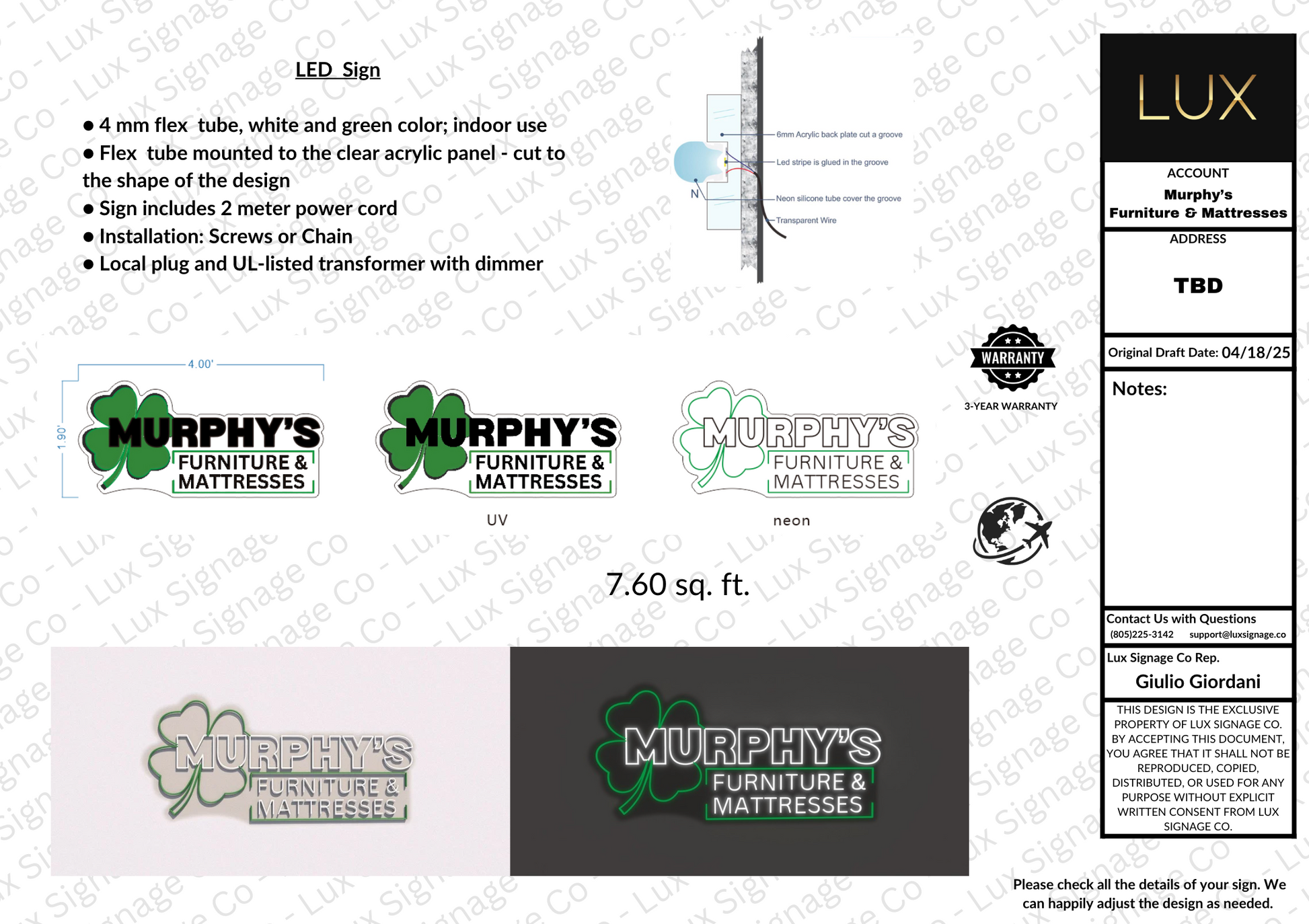 Custom Business Sign for Murphy's Furniture & Mattresses