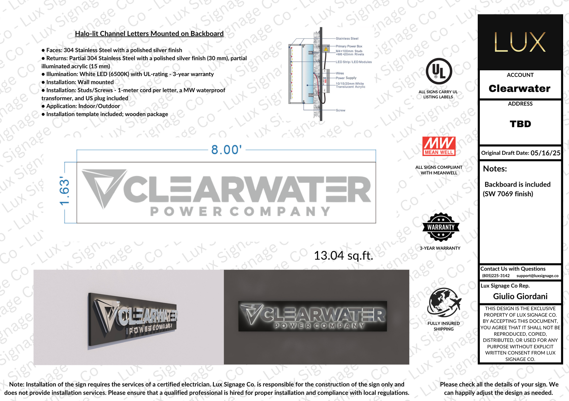 Custom Business Sign for CLEARWATER