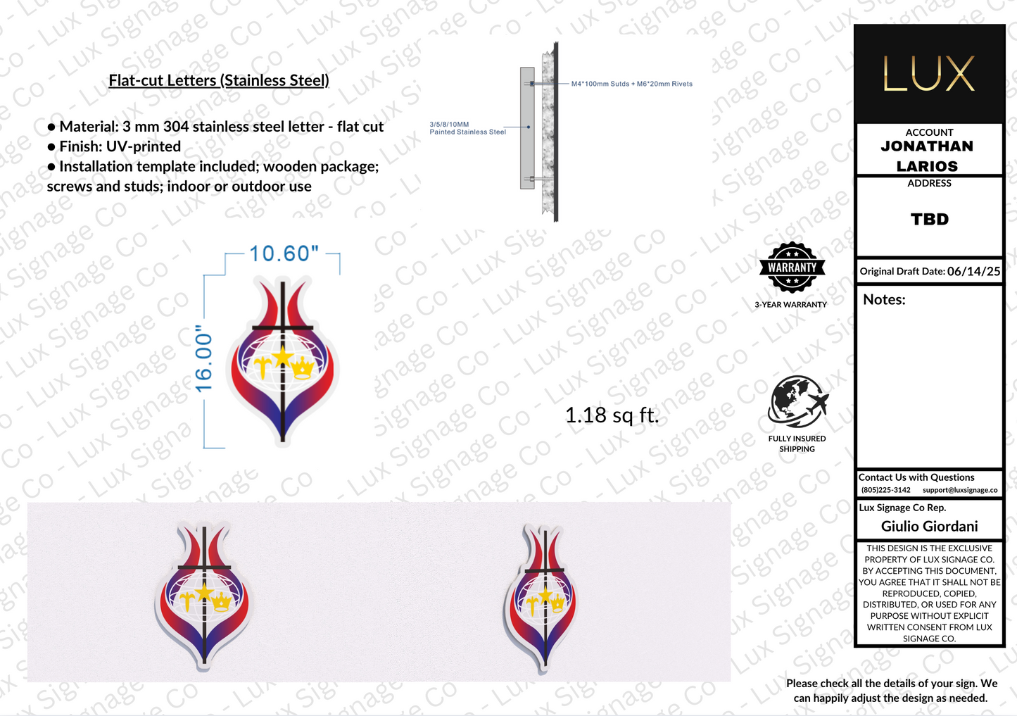 Custom Business Sign for Iglesia de Dios (50% Remainder)