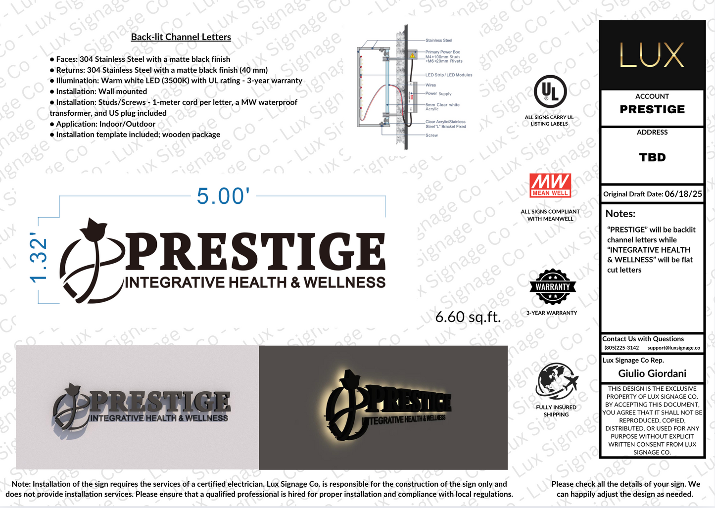 Custom Business Sign for Prestige