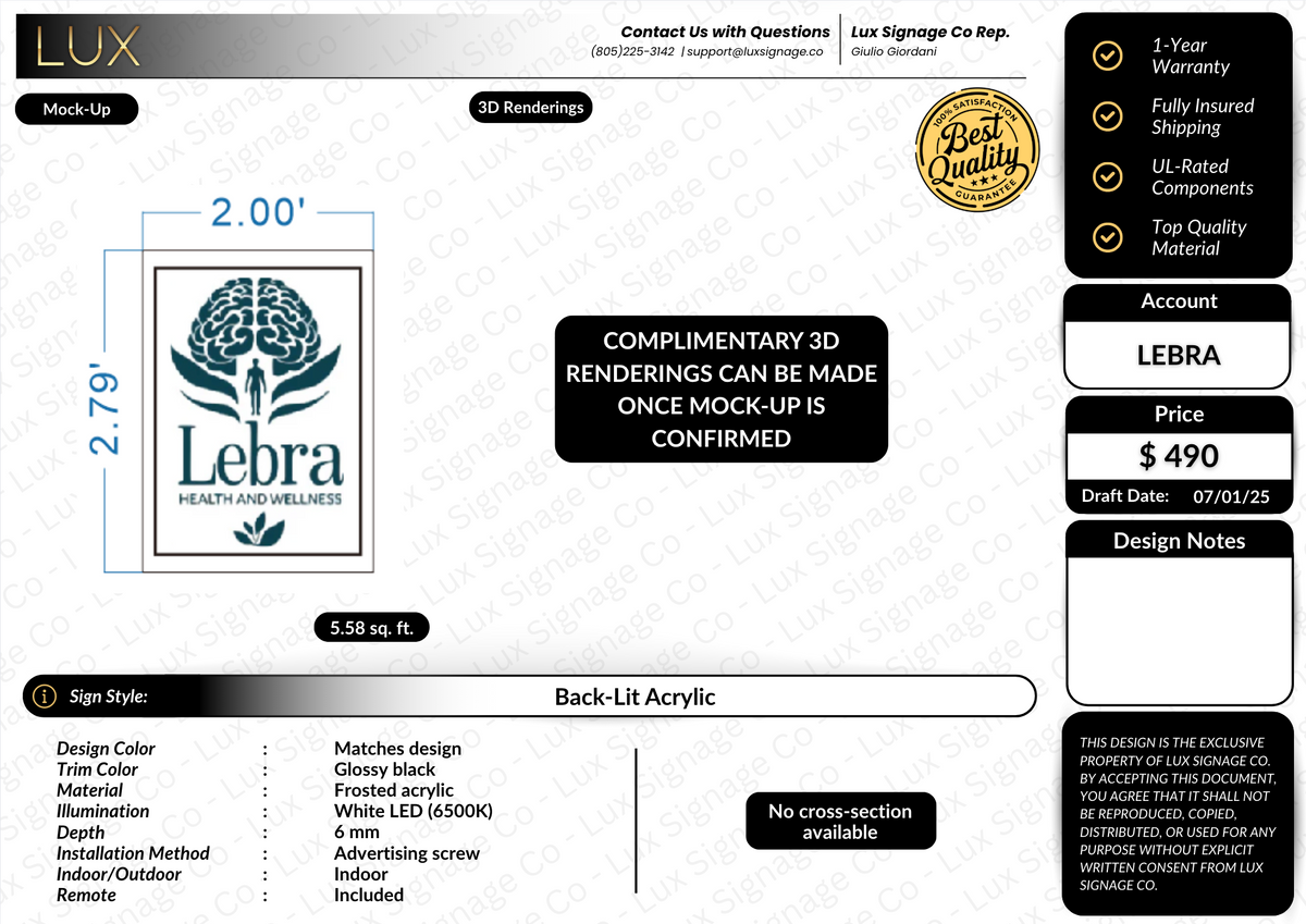 Custom Business Sign for Lebra