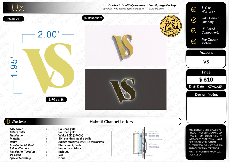 Custom Business Sign for VS