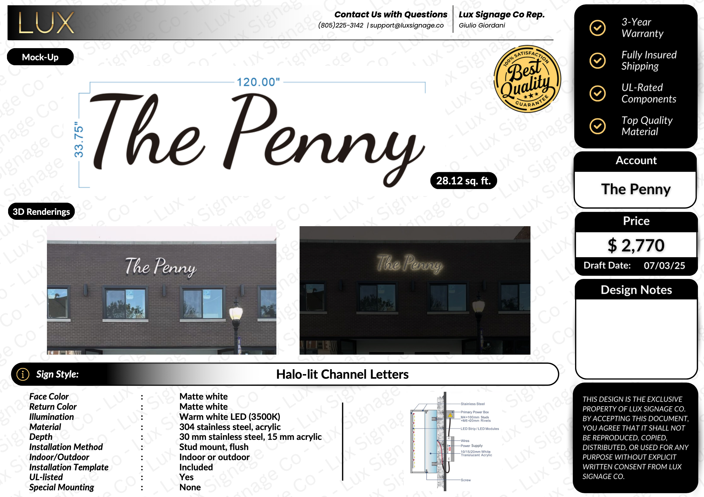 Custom Business Sign for The Penny – Lux Signage Co