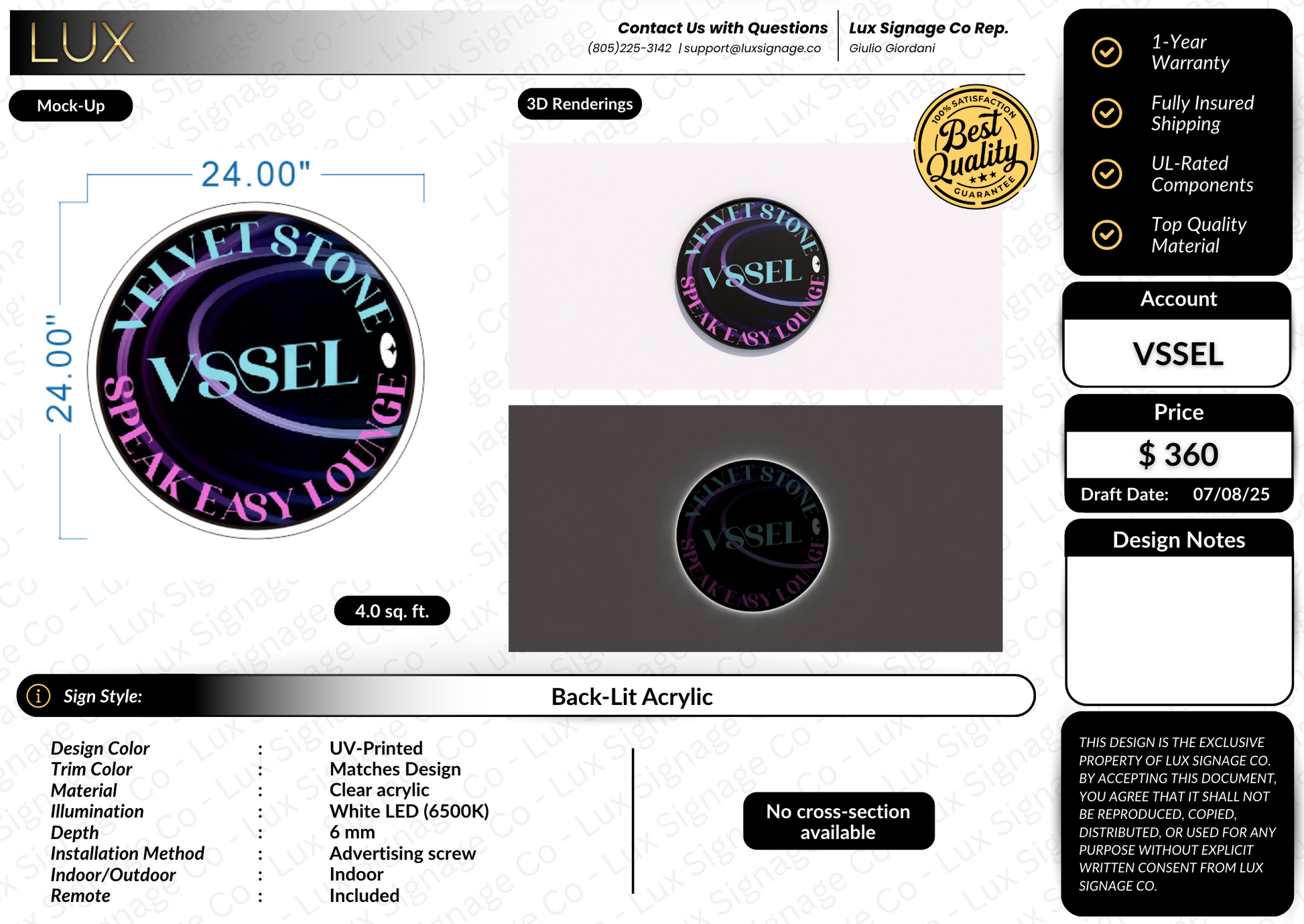 Custom Business Sign for VSSEL