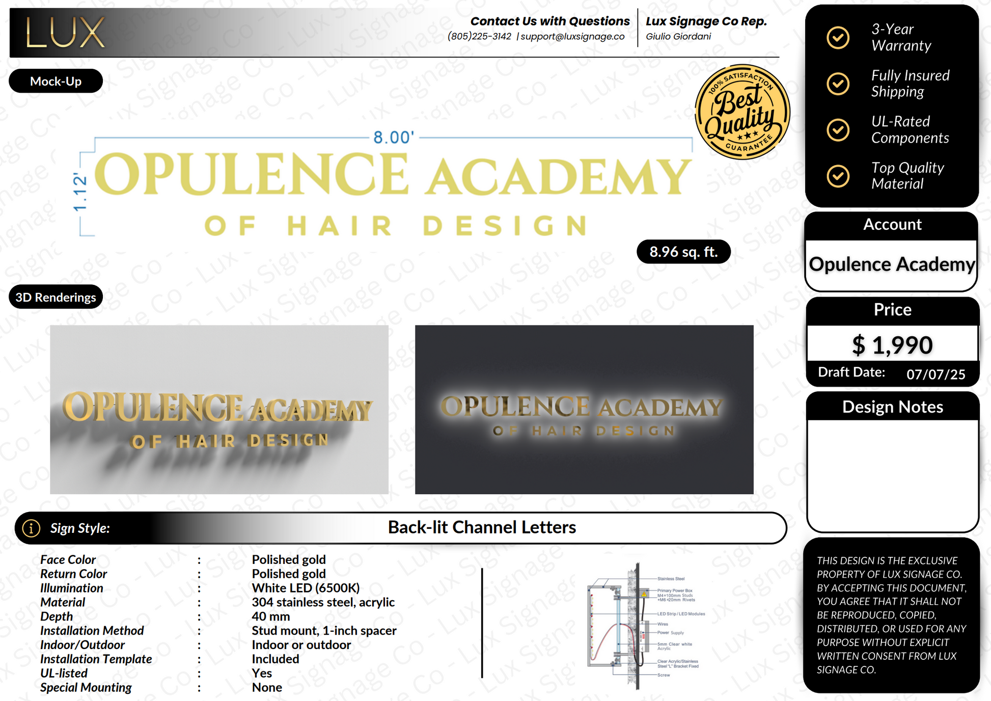 Custom Business for Opulence Academy of Hair Design