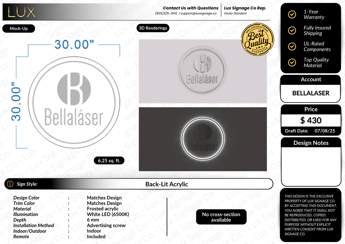 Custom Business Sign for Bellalaser