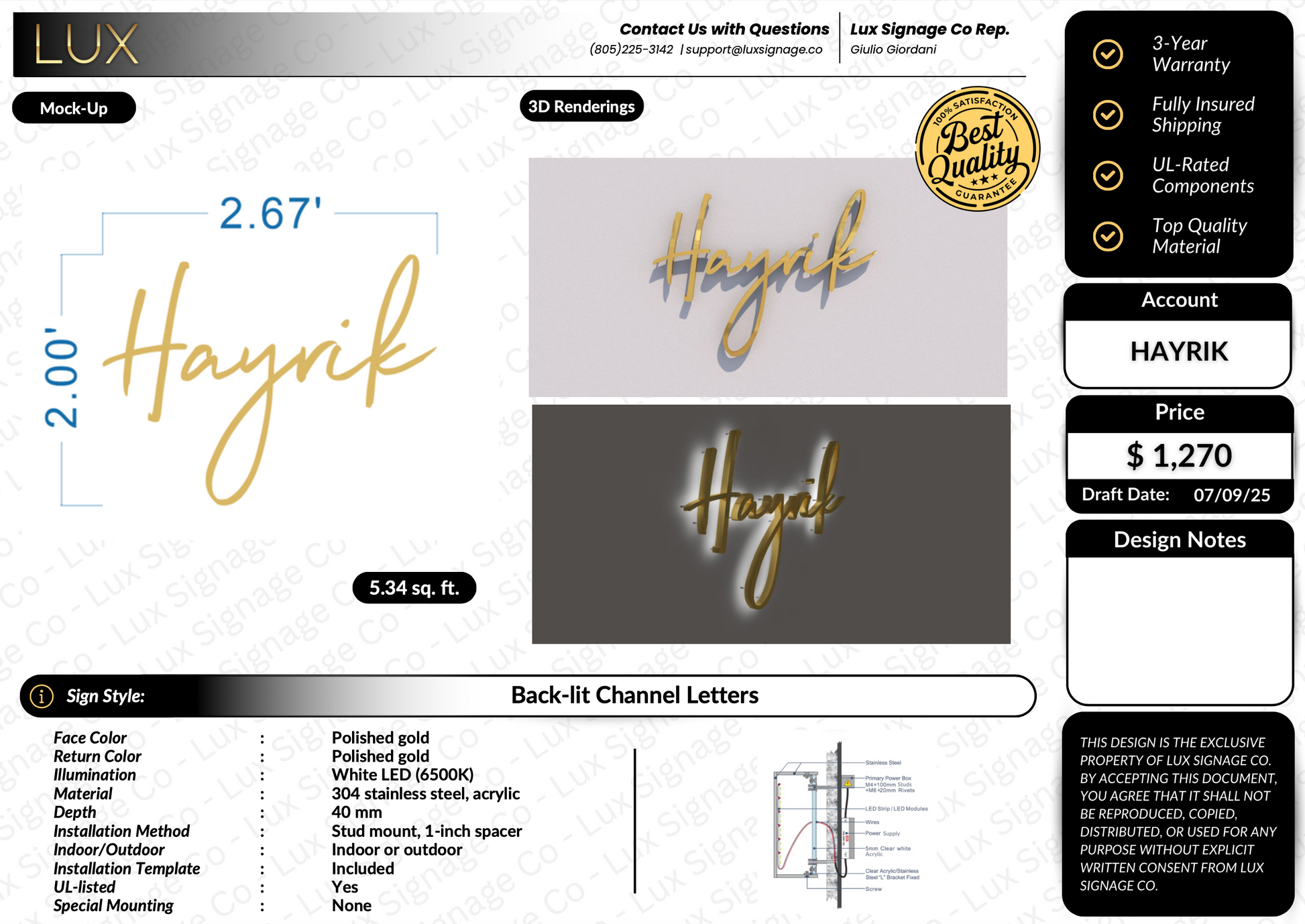 Custom Business Sign for Hayrik