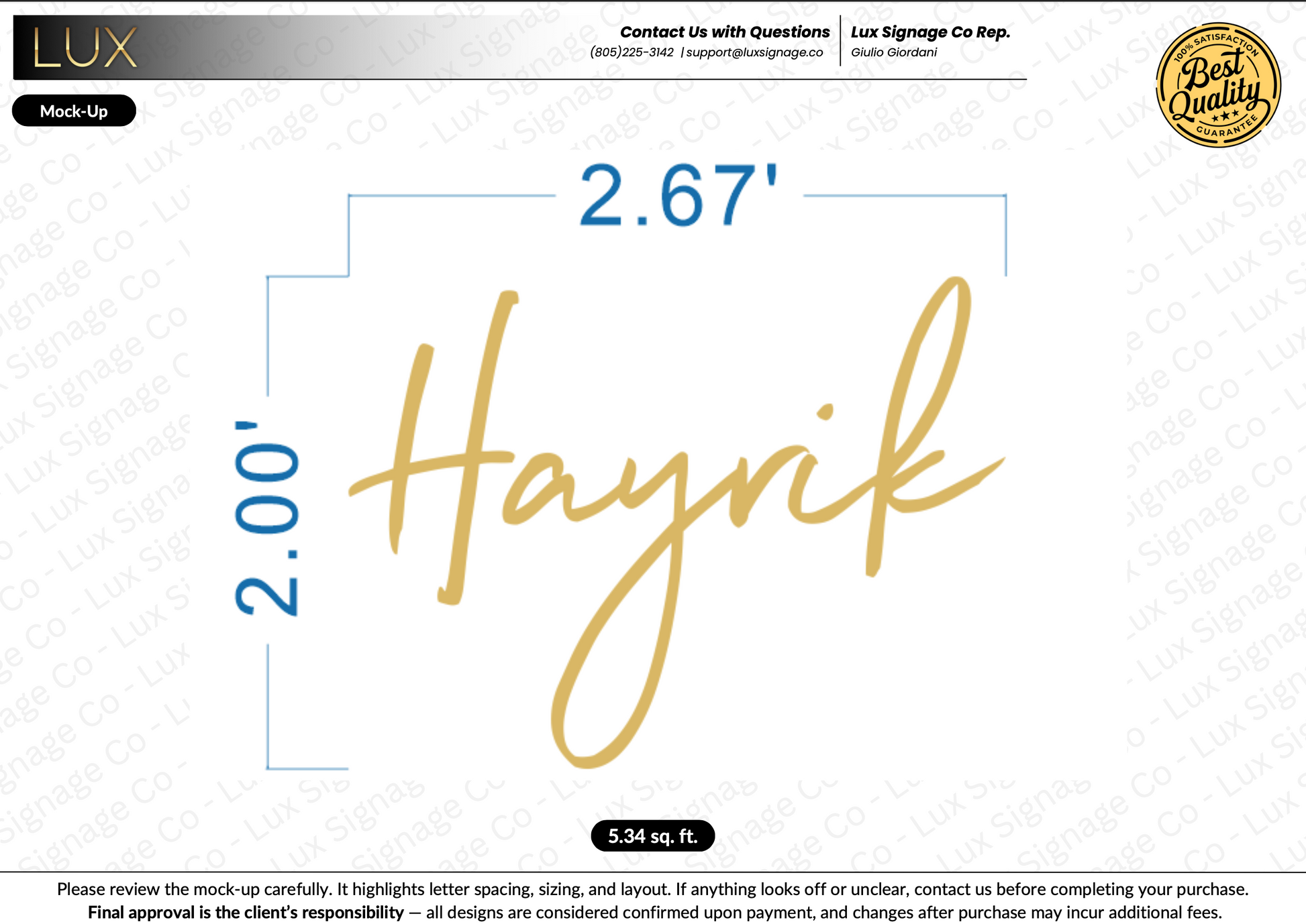 Custom Business Sign for Hayrik