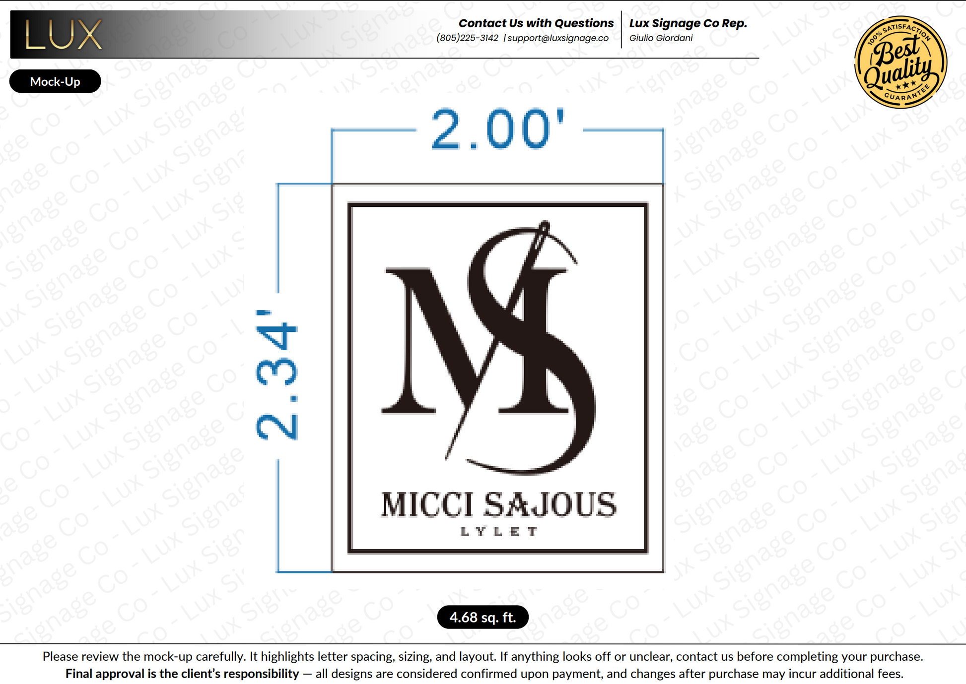 Custom Business Sign for Micci Sajous