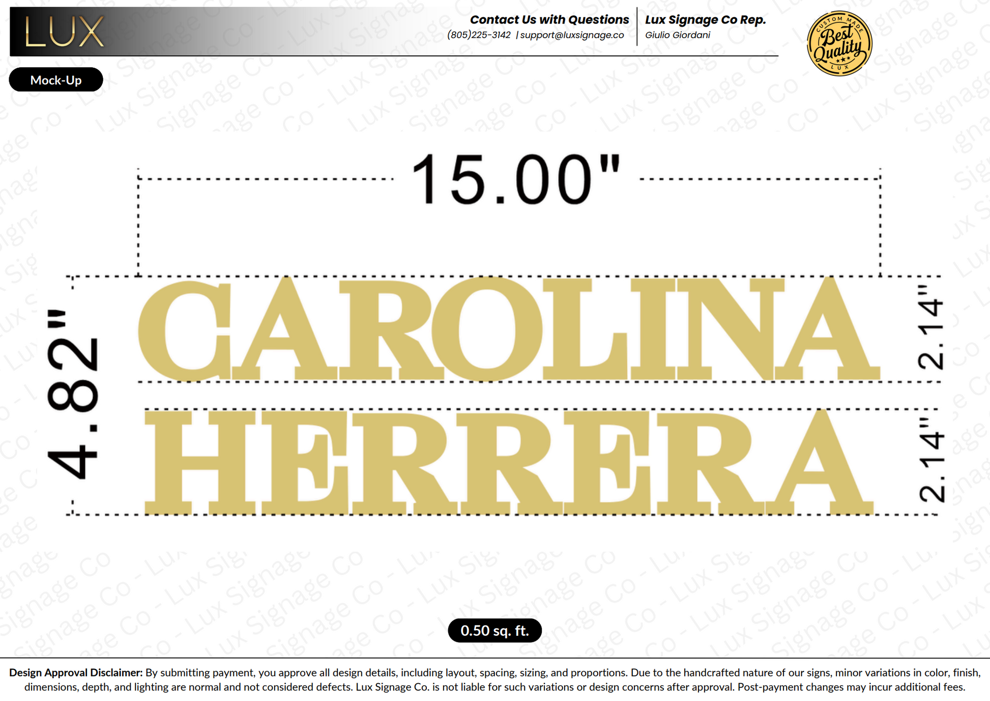 Custom Business Sign for Carolina Herrera