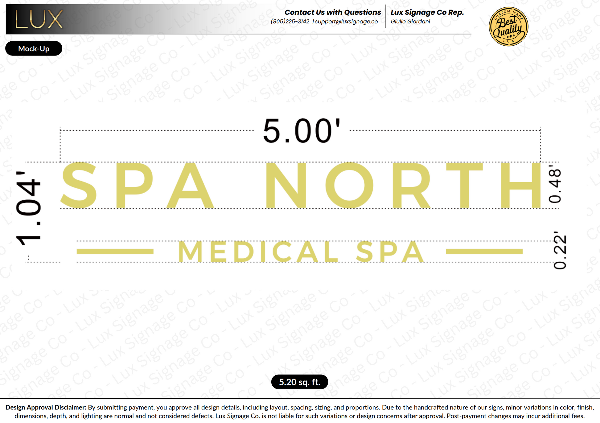 Custom Business Sign for Spa North