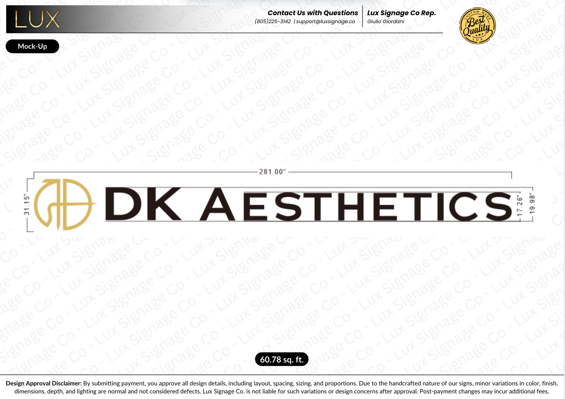 Custom Business Sign for DK Aesthetics - 50% Deposit