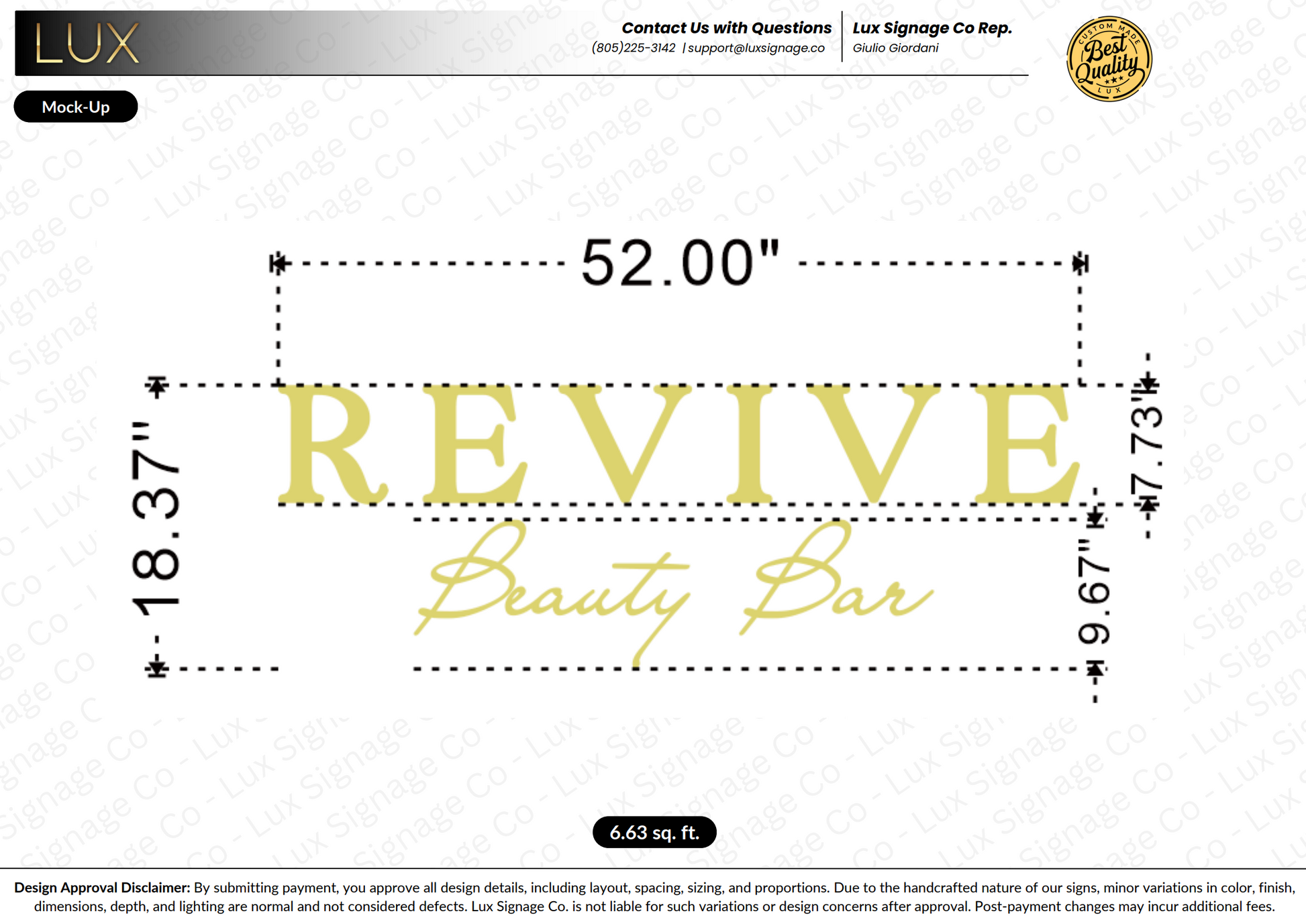 Custom Business Sign for Revive Beauty Bar
