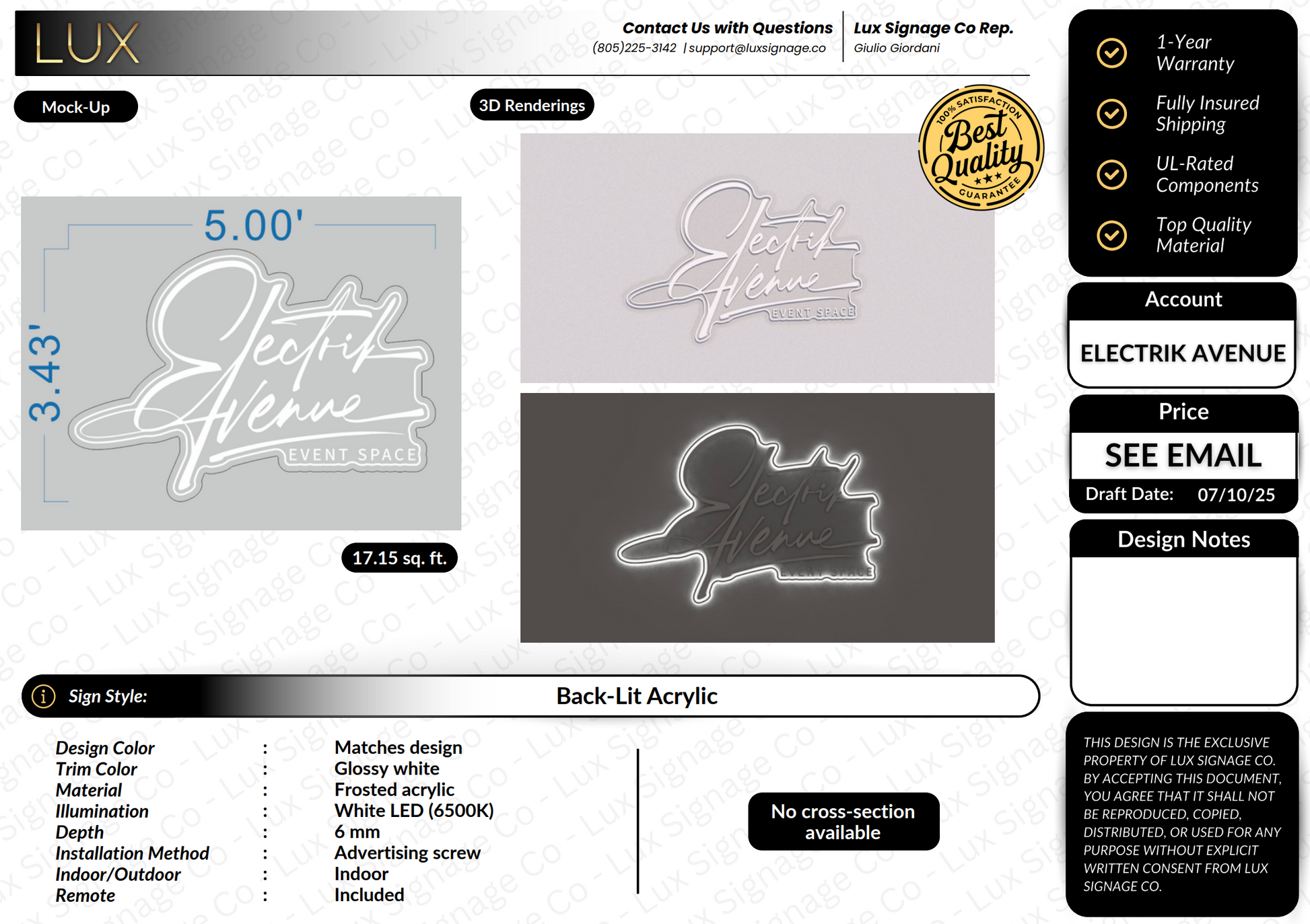 Custom Business Sign for Electrik Avenue