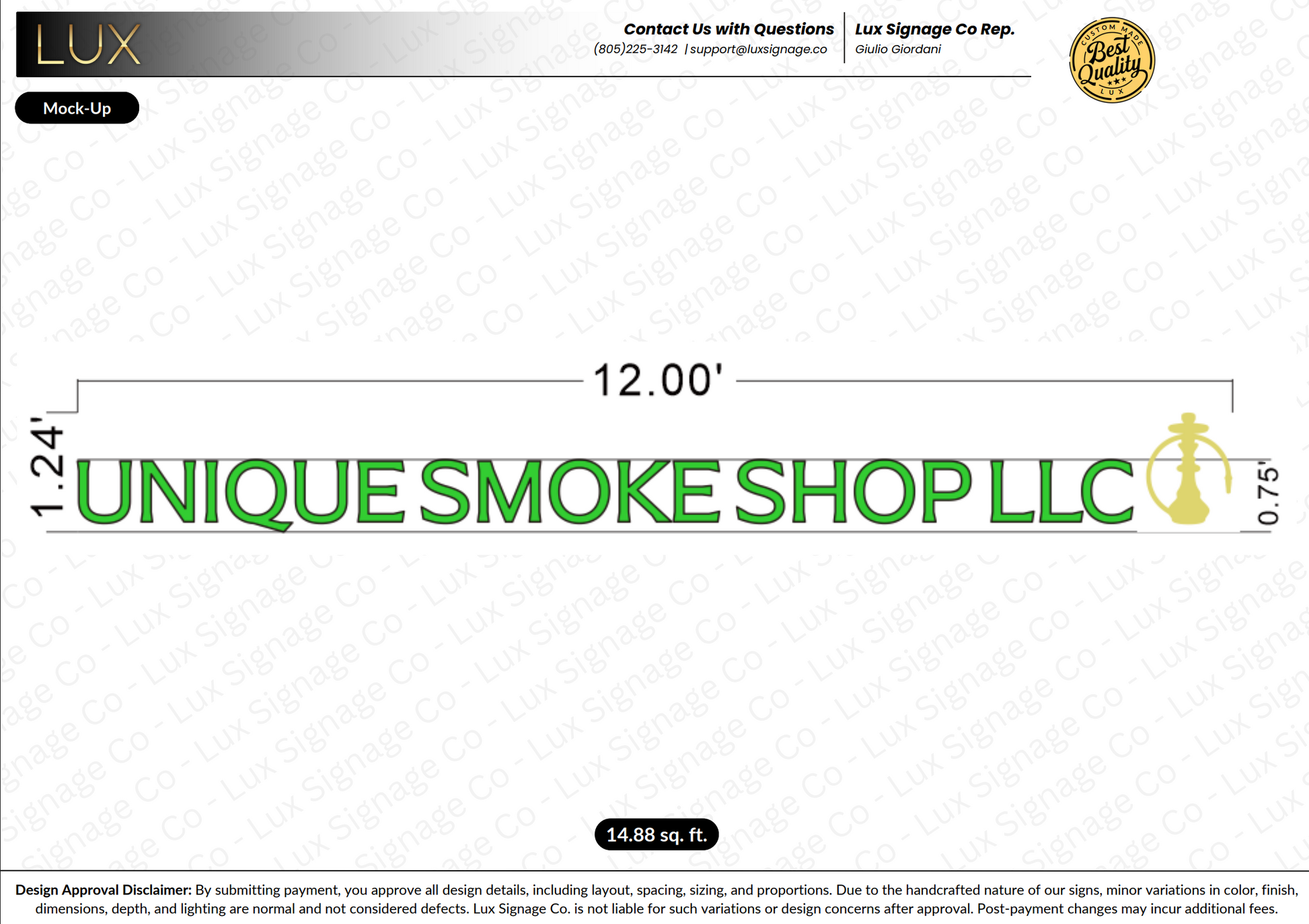 Custom Business Sign for Unique Smoke Shop LLC