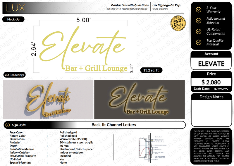 Custom Business Sign for Elevate