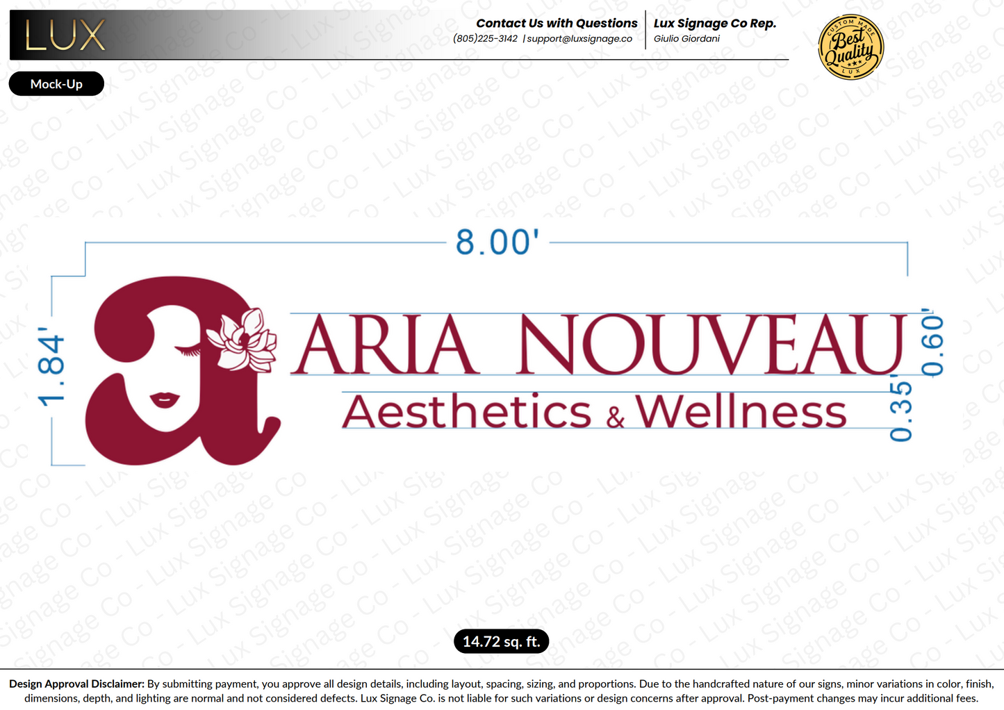 Custom Business Sign for Aria Nouveau