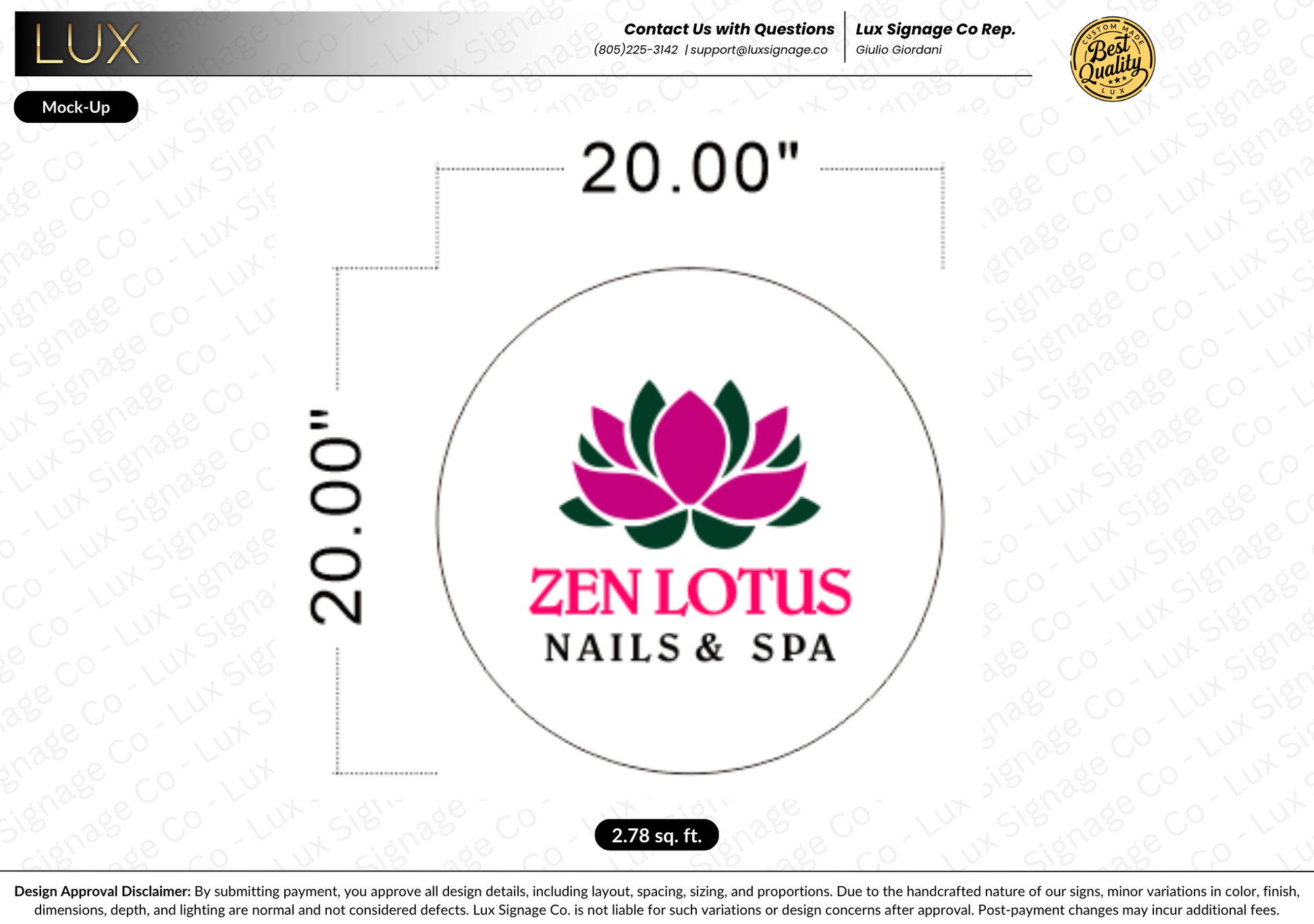 Custom Business Sign for Zen Lotus