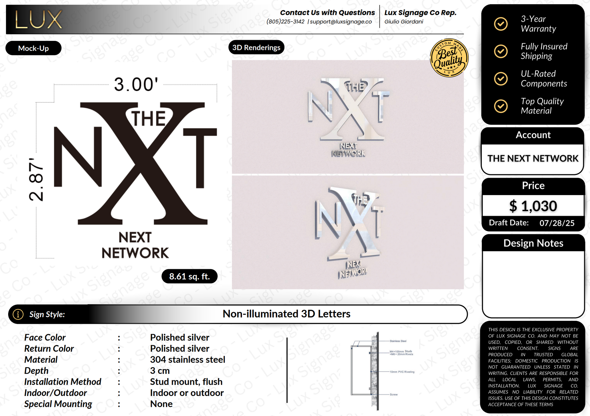 Custom Business Sign for The Next Network