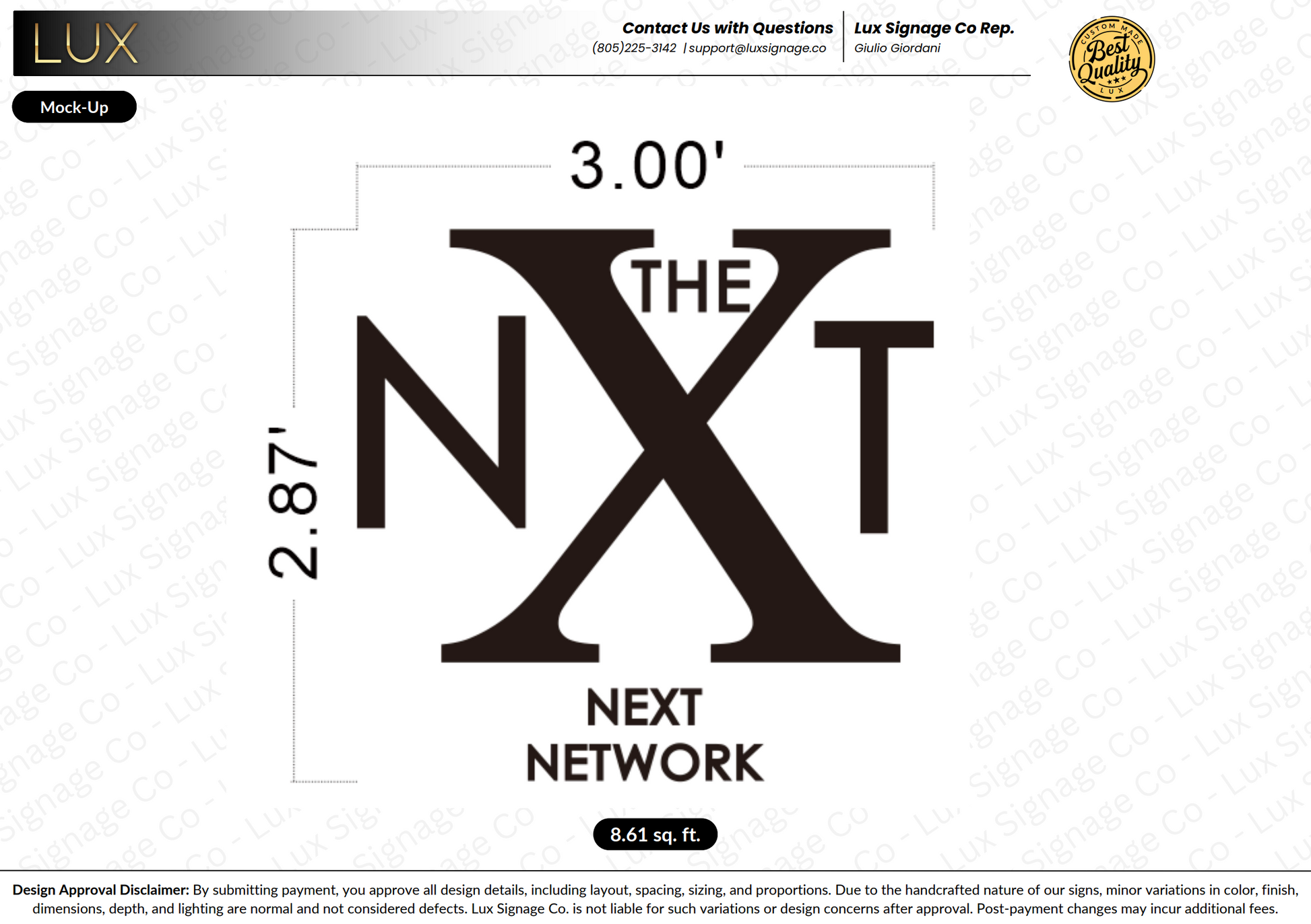 Custom Business Sign for The Next Network