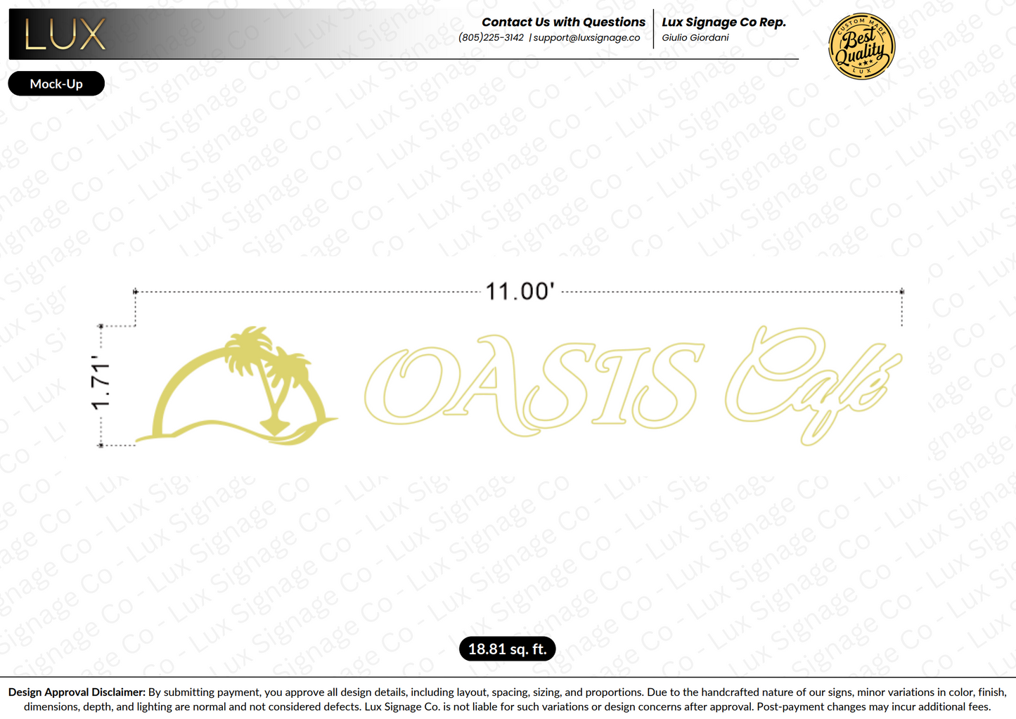Custom Business Sign for Oasis Cafe