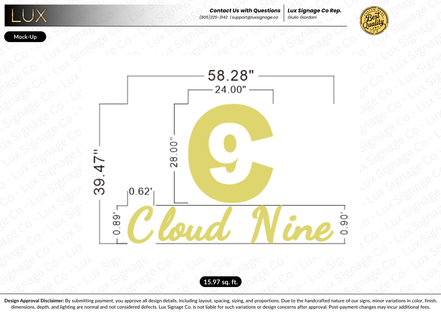 Custom Business Sign for Cloud Nine