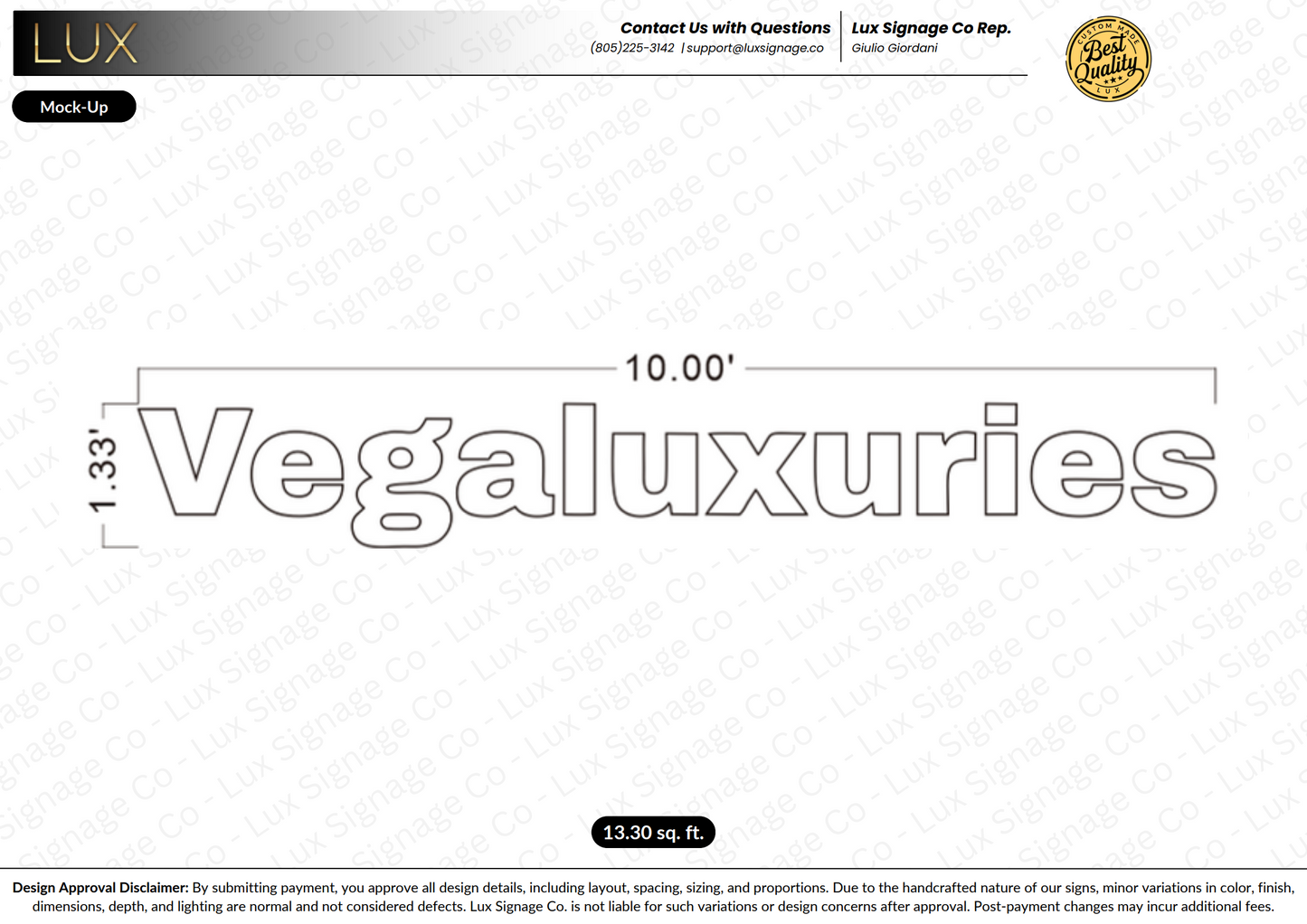 Custom Business Sign for Vegaluxuries