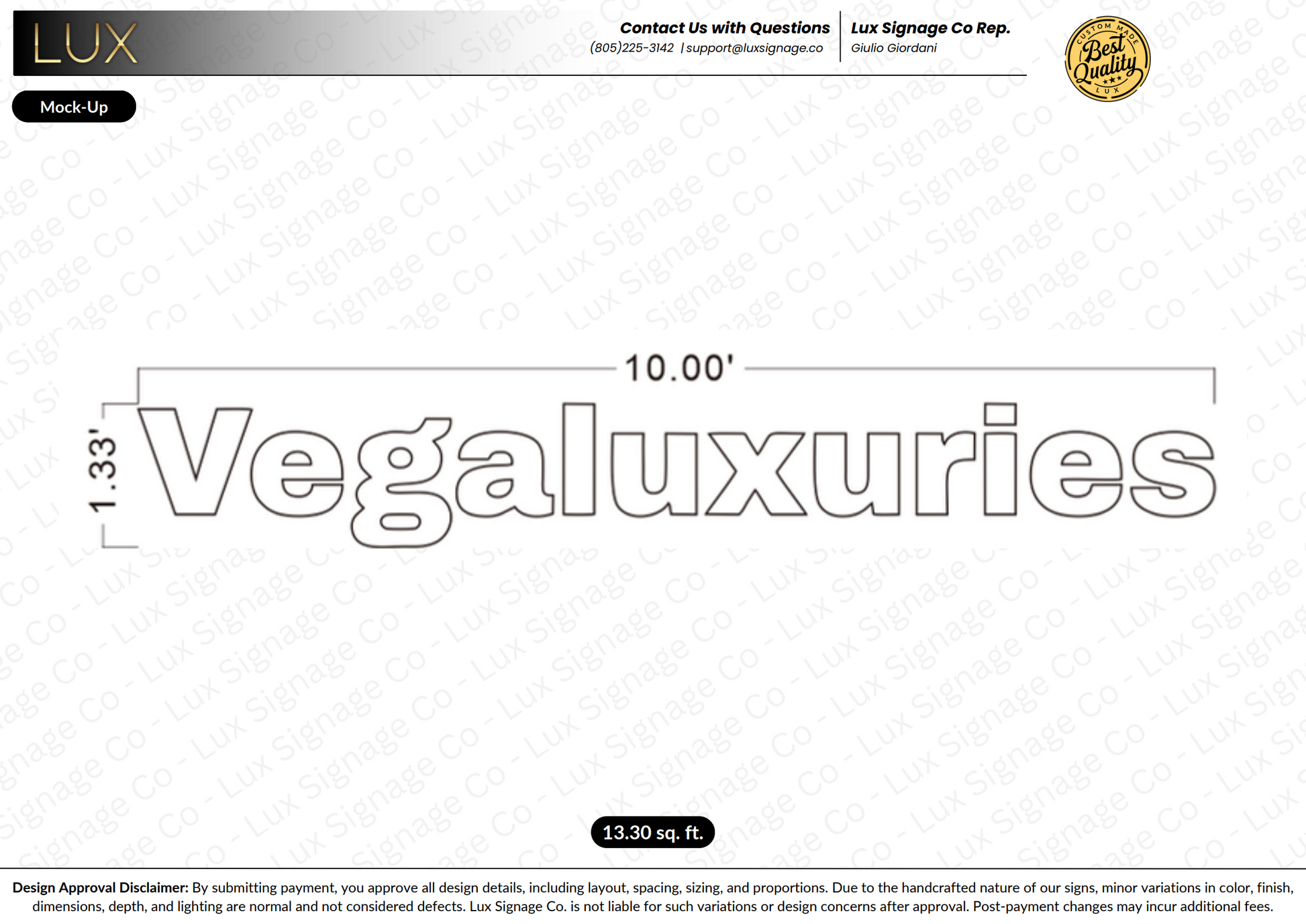 Custom Business Sign for Vegaluxuries