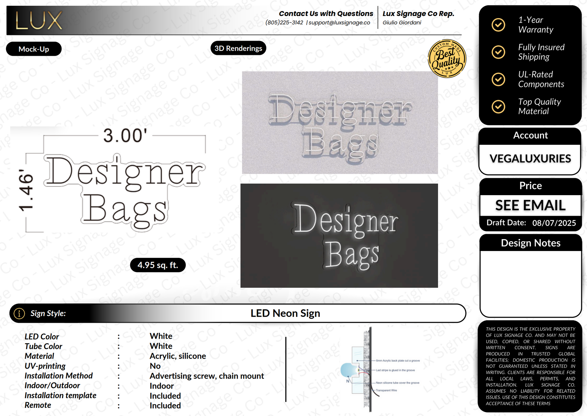 Custom Business Sign for Vegaluxuries