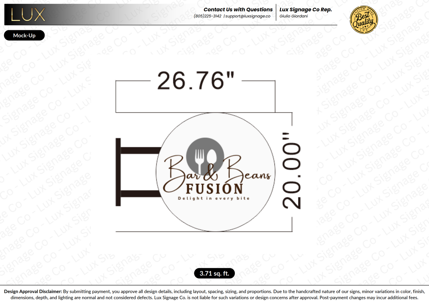 Custom Business Sign for Bar & Beans Fusion