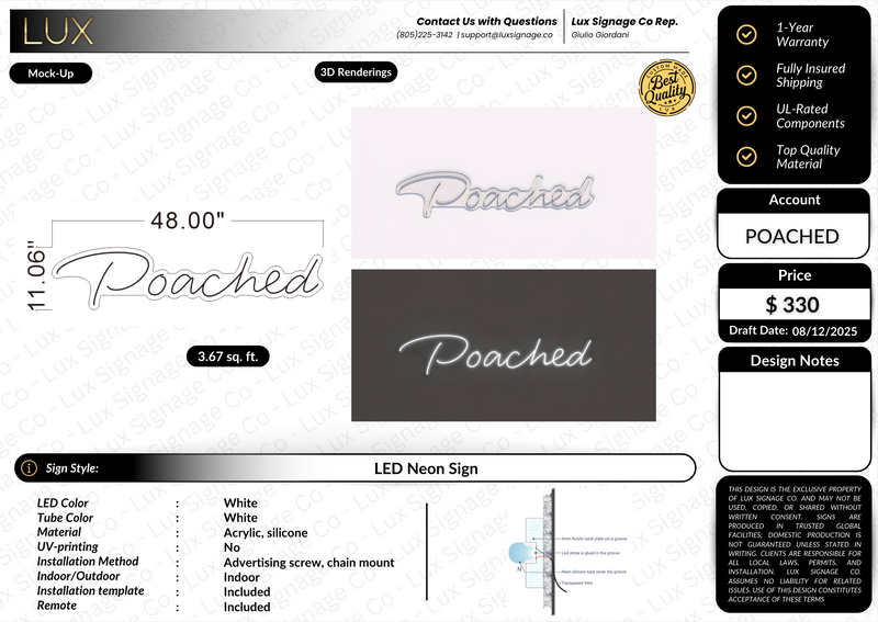 Custom Business Sign for Poached