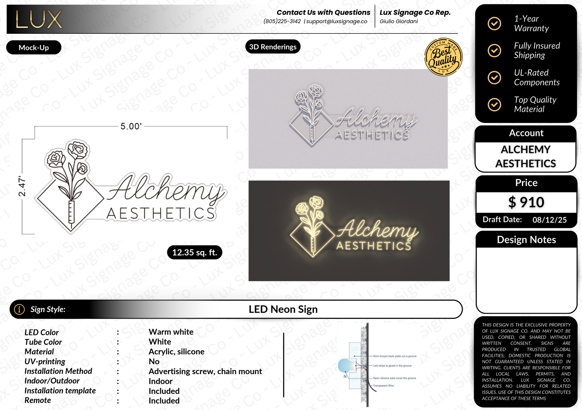 Custom Business Sign for Alchemy Aesthetics