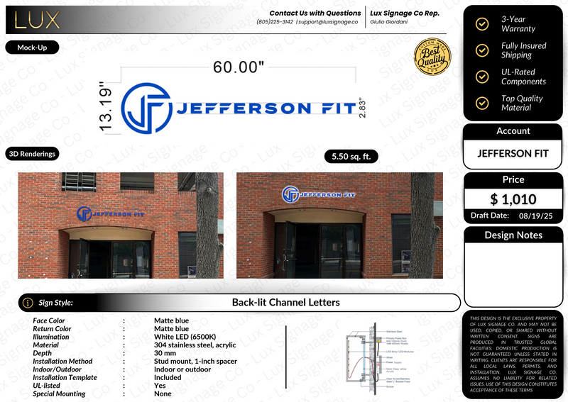 Custom Business Sign for Jefferson Fit
