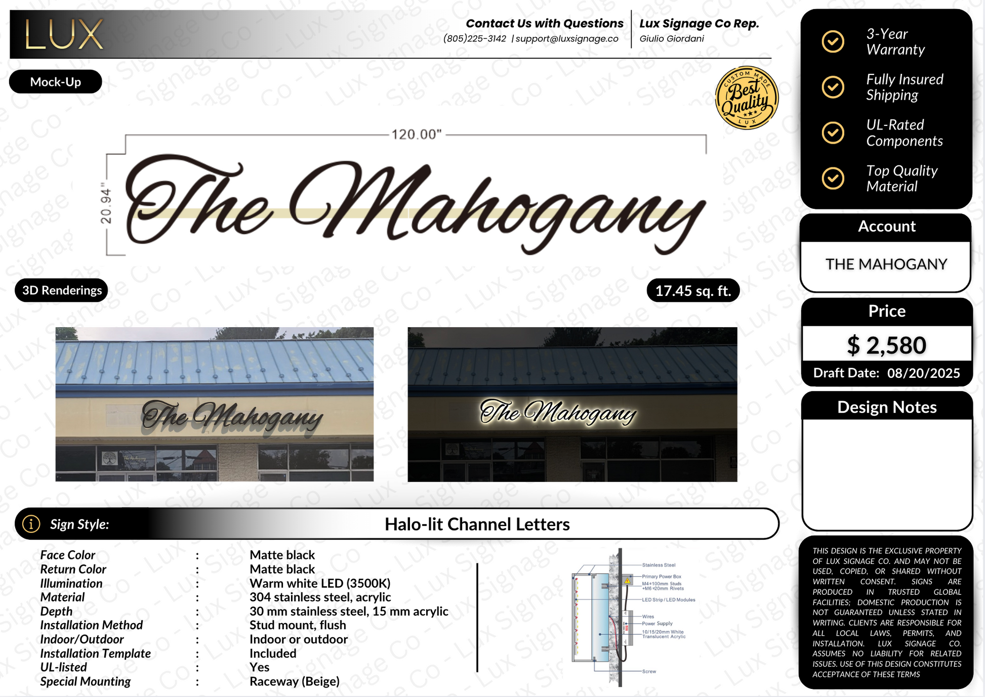 Custom Business for The Mahogany