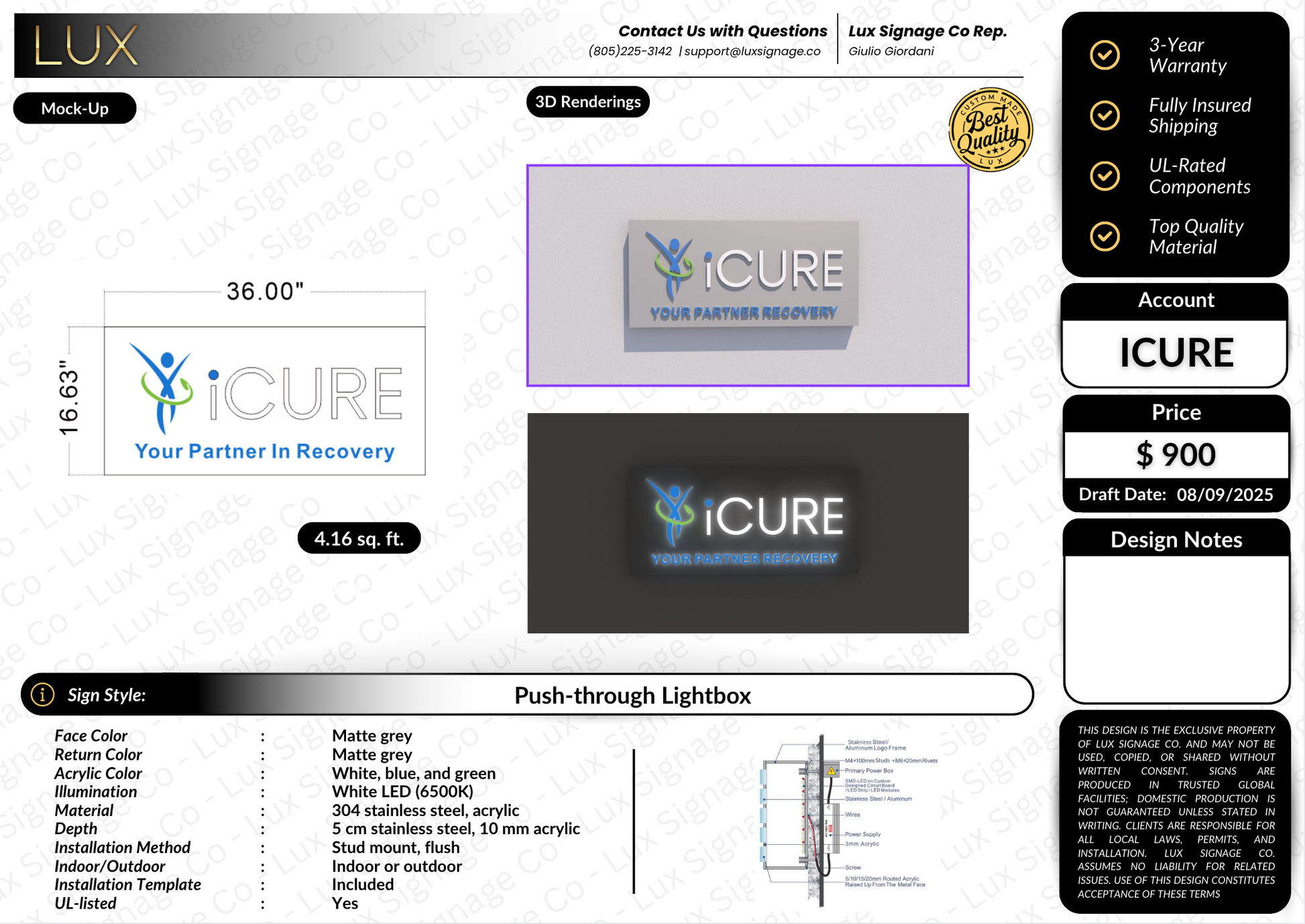 Custom Business Sign for iCURE