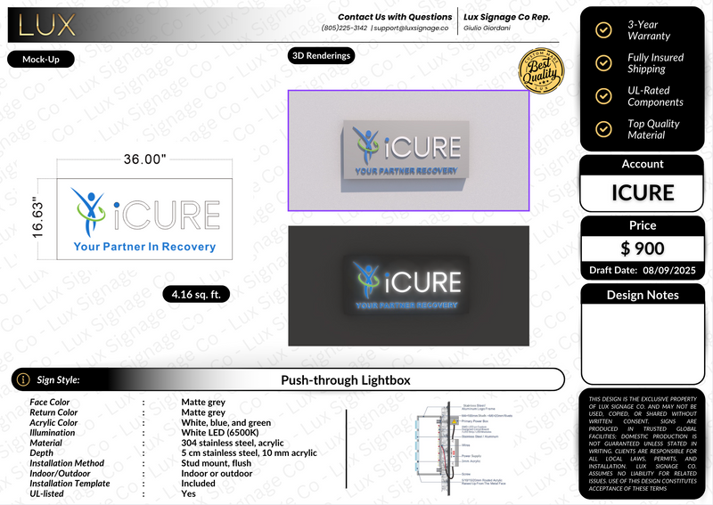 Custom Business Sign for iCURE