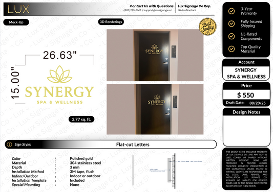 Custom Business Sign for Synergy