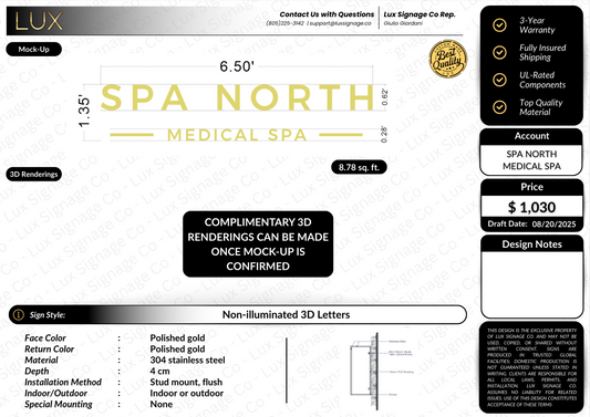 Custom Business Sign for Spa North