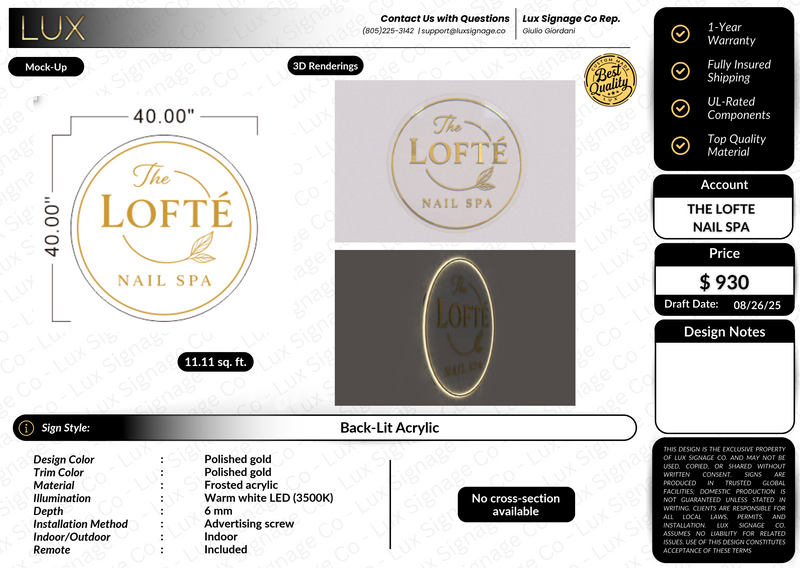 Custom Business Sign for The Lofte