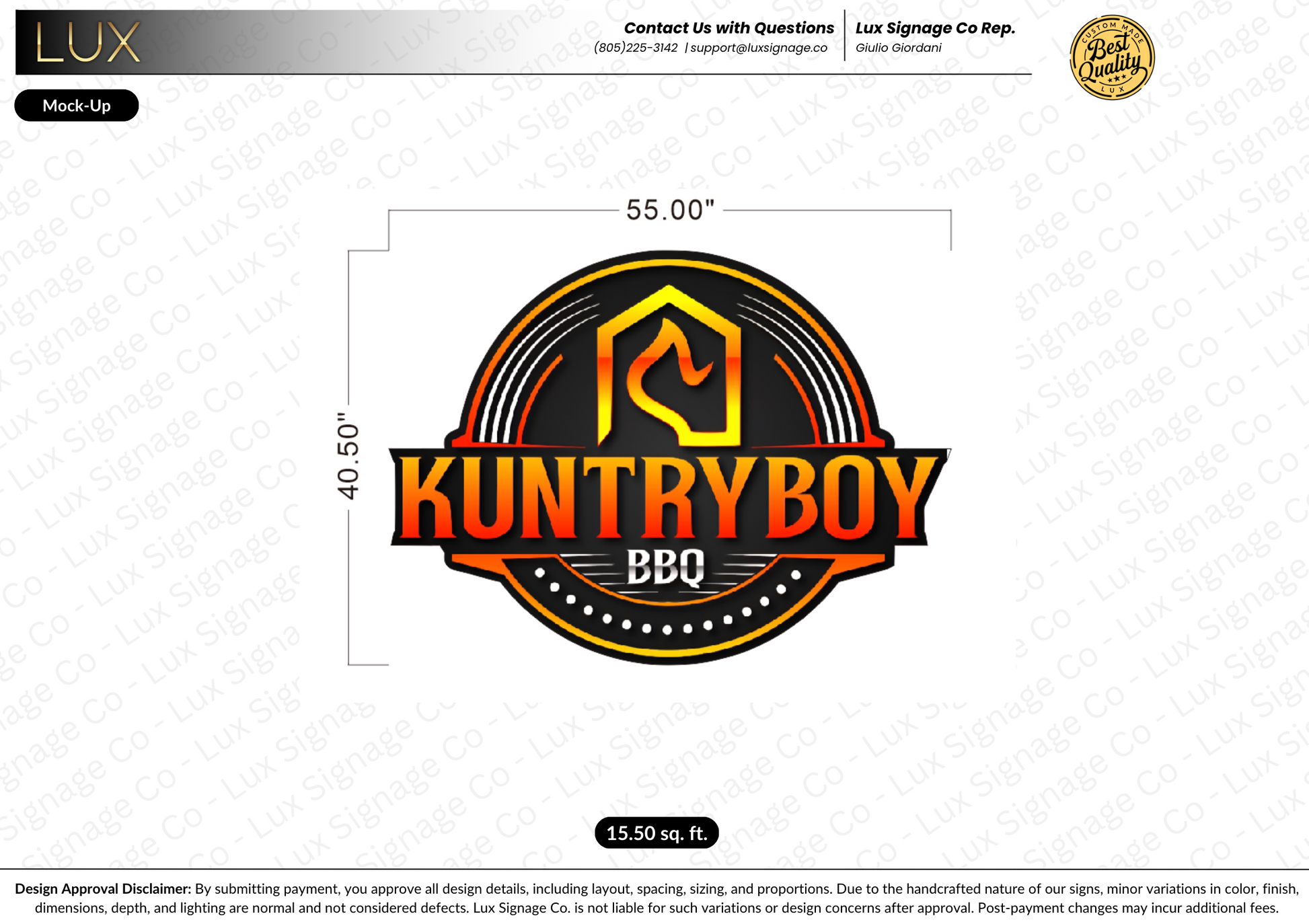 Custom Business Sign for Kuntry Boy BBQ