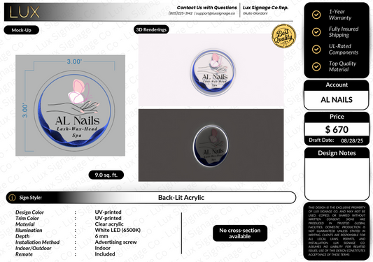 Custom Business Sign for AL Nails