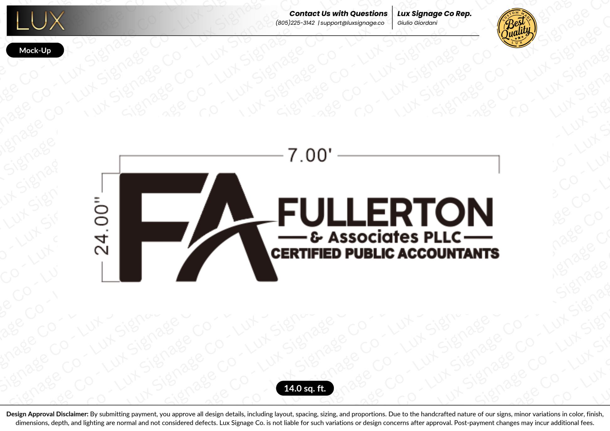 Custom Business Sign for Fullerton & Associates PLLC