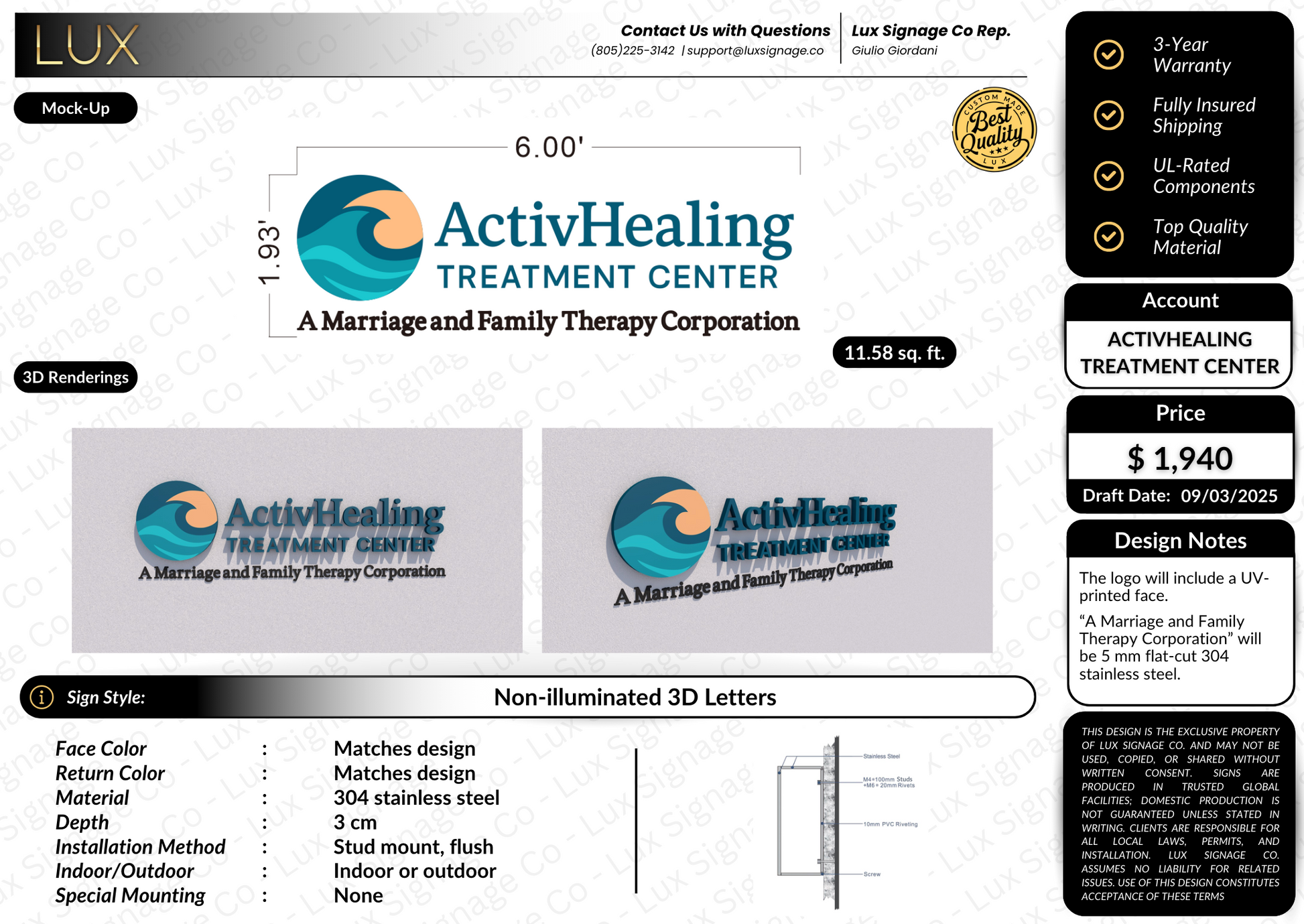 Custom Business Sign for ActivHealing