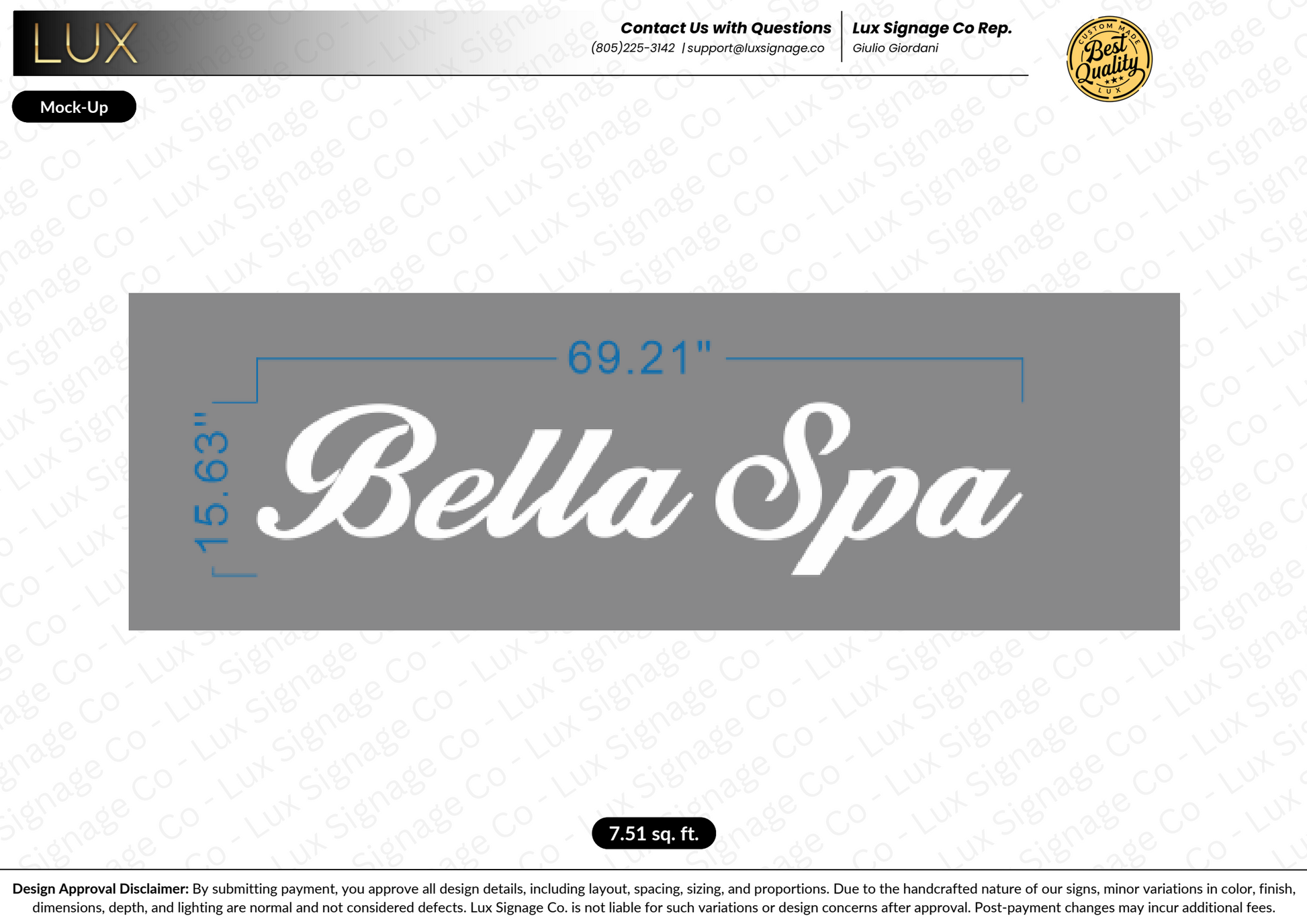 Custom Business Sign for Bella Spa