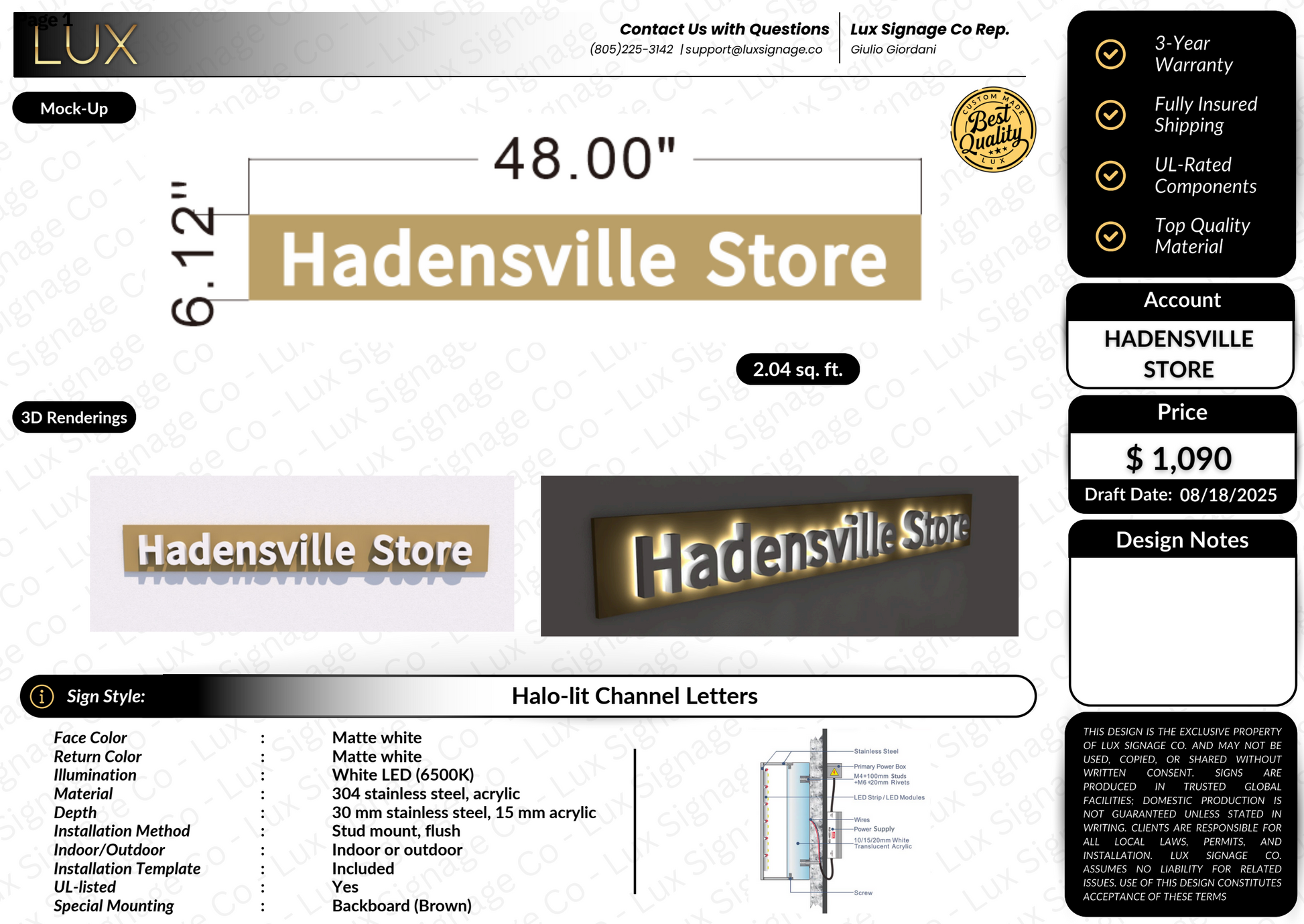 Custom Business Sign for Hadensville Store