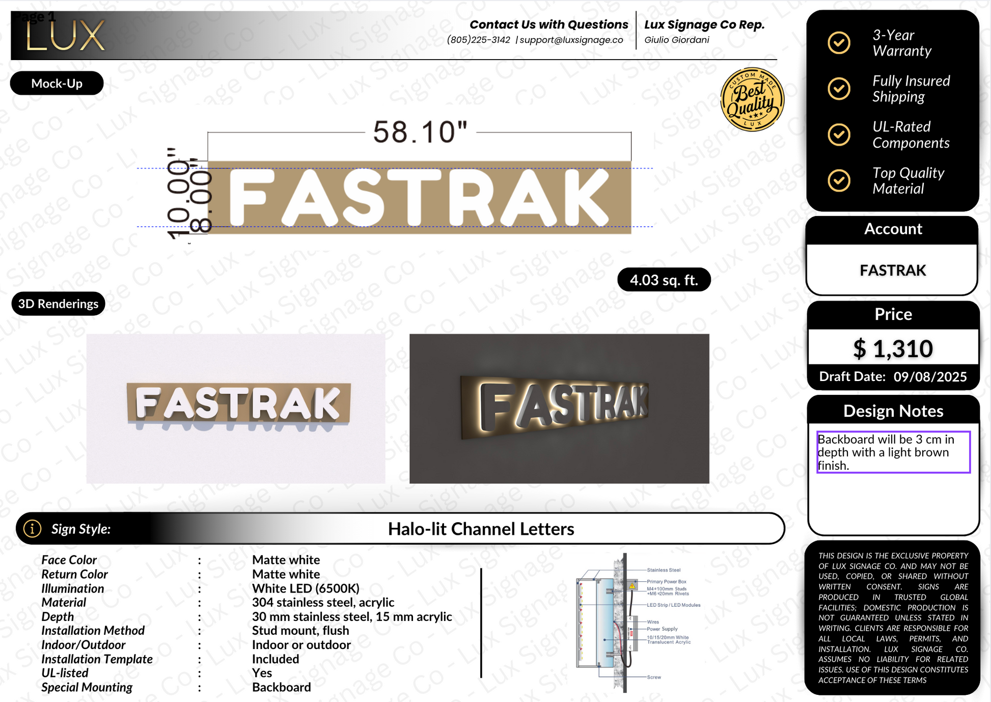 Custom Business Sign for FASTRAK